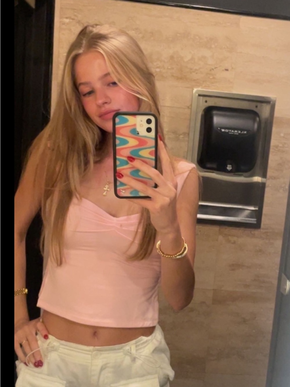 White Fox Boutique Light Pink V-Neck Crop Tank Top